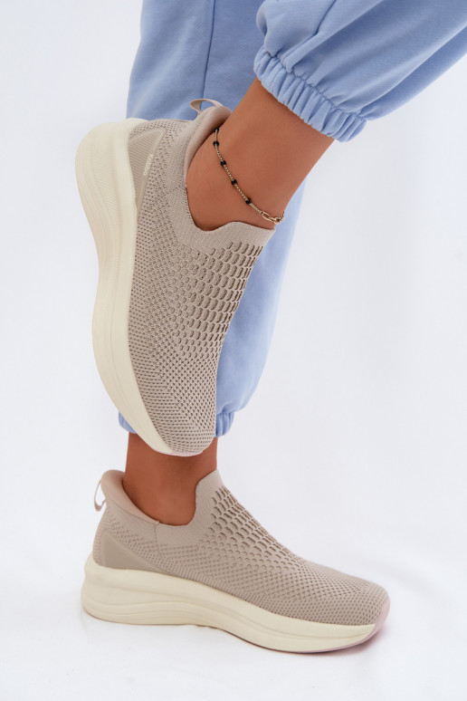 Paslīdēt uz Sneakers modeļa apavi Sieviešu Auduma Kobbo 102424 smilšu krāsas