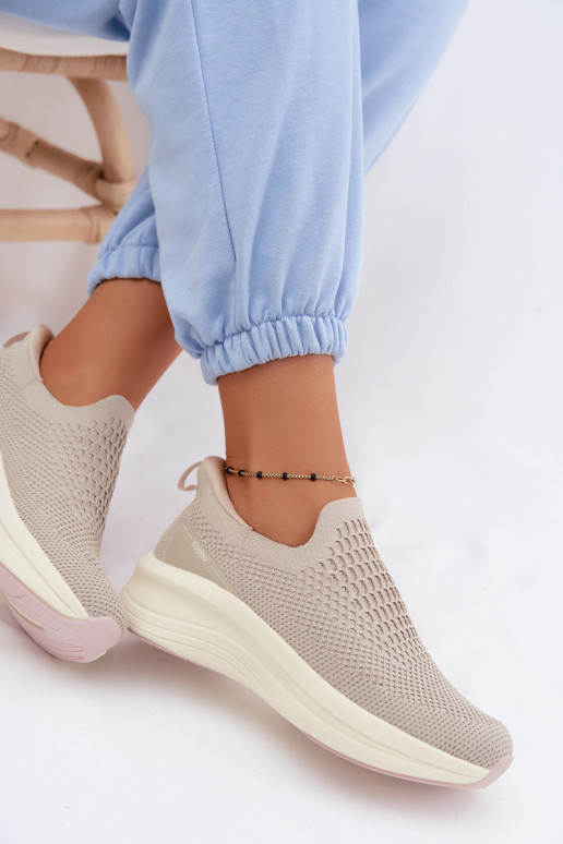 Paslīdēt uz Sneakers modeļa apavi Sieviešu Auduma Kobbo 102424 smilšu krāsas