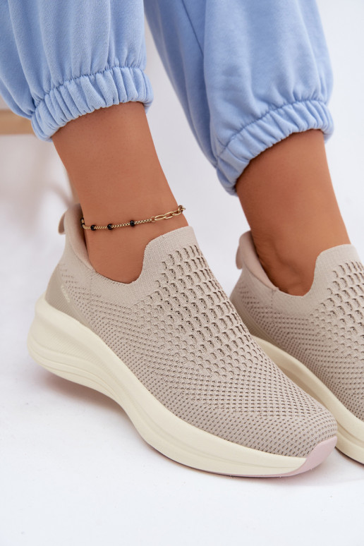 Paslīdēt uz Sneakers modeļa apavi Sieviešu Auduma Kobbo 102424 smilšu krāsas