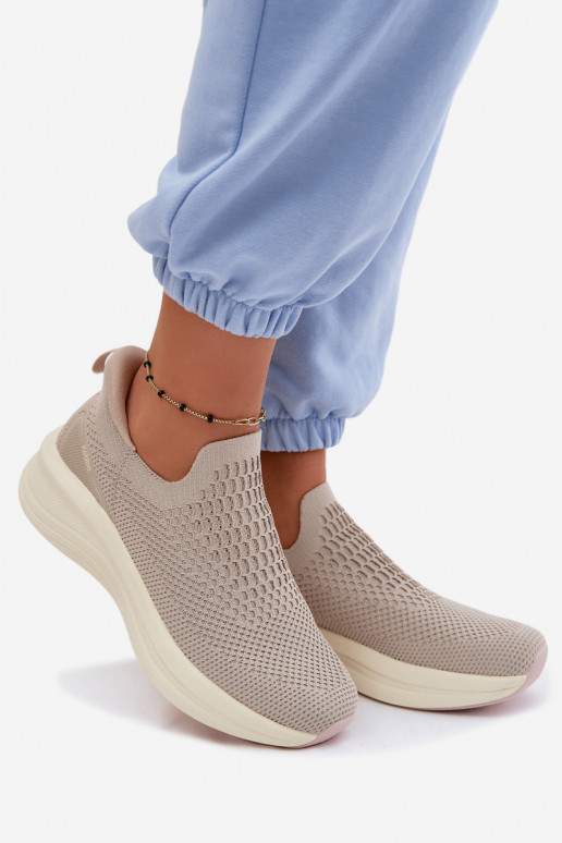 Paslīdēt uz Sneakers modeļa apavi Sieviešu Auduma Kobbo 102424 smilšu krāsas