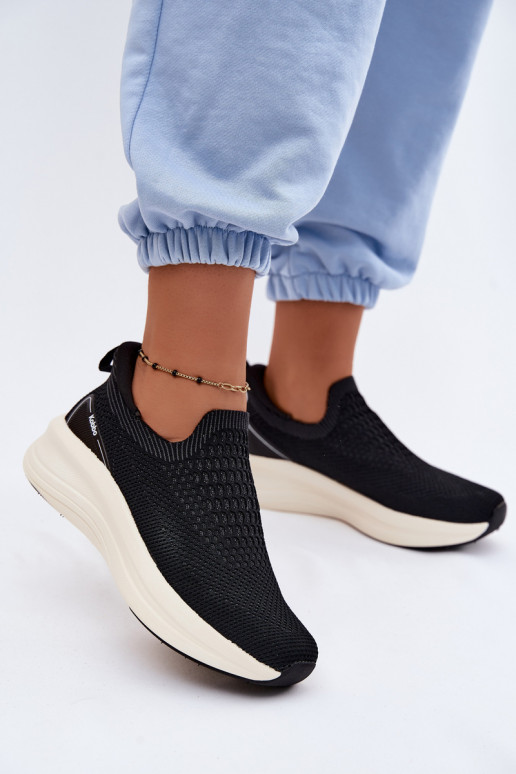 Paslīdēt uz Sneakers modeļa apavi Sieviešu Auduma Kobbo 102424 melnas krāsas