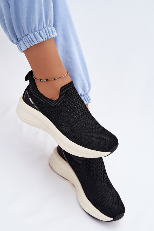 Paslīdēt uz Sneakers modeļa apavi Sieviešu Auduma Kobbo 102424 melnas krāsas