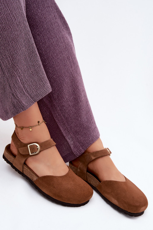 Āda Zamšādas basenesZakrytymi Palcami Tā irciejka H7365-02 brūnas krāsas