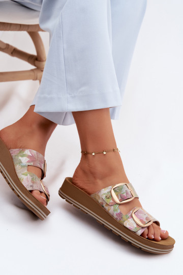 Čibas no dabīgas ādas Rakstaina ar sprādzēm Tā irciejka P7537-39 Dažādu krāsu