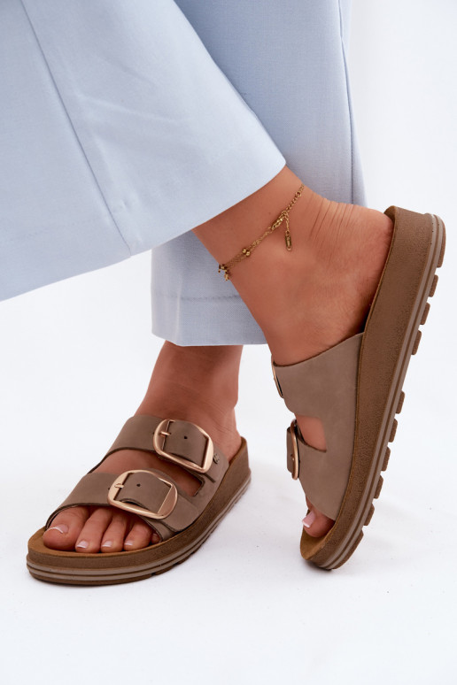 Čibas no dabīgas ādas ar sprādzēm Tā irciejka P7537-04 smilšu krāsas