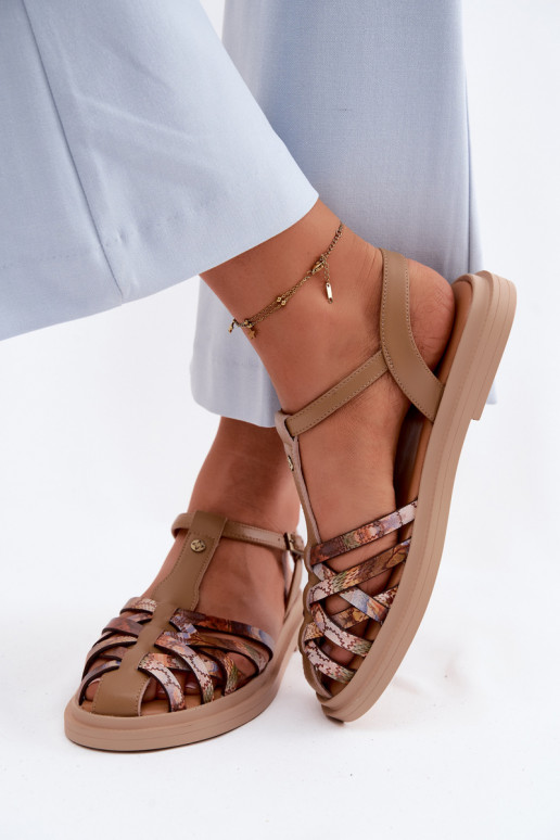 Āda līdzenas zoles basenes Ar svītrām Tā irciejka K7442-04 smilšu krāsas