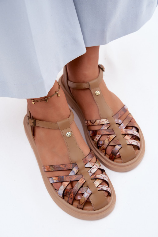 Āda līdzenas zoles basenes Ar svītrām Tā irciejka K7442-04 smilšu krāsas