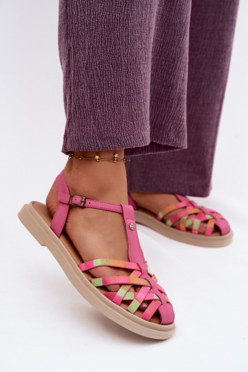 Āda līdzenas zoles basenes Ar svītrām Tā irciejka K7442-15 Rozā krāsas 2