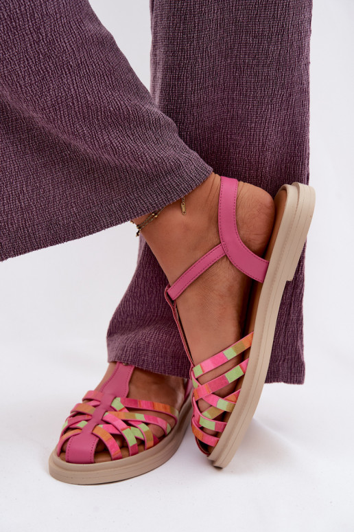 Āda līdzenas zoles basenes Ar svītrām Tā irciejka K7442-15 Rozā krāsas