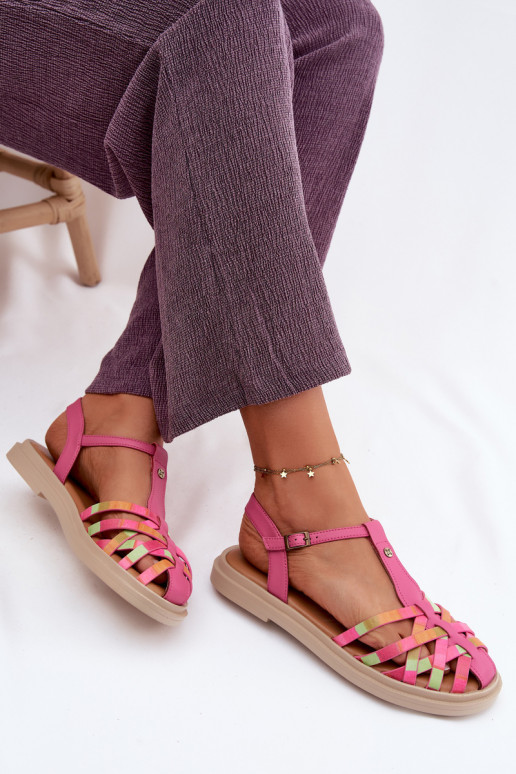 Āda līdzenas zoles basenes Ar svītrām Tā irciejka K7442-15 Rozā krāsas