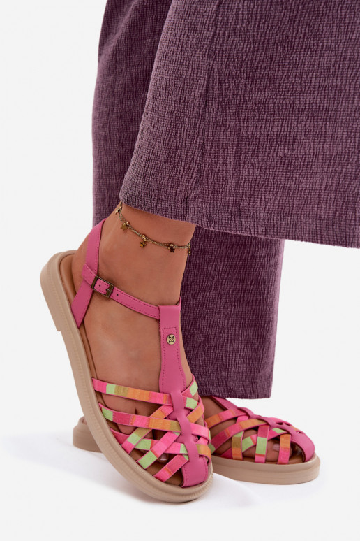 Āda līdzenas zoles basenes Ar svītrām Tā irciejka K7442-15 Rozā krāsas