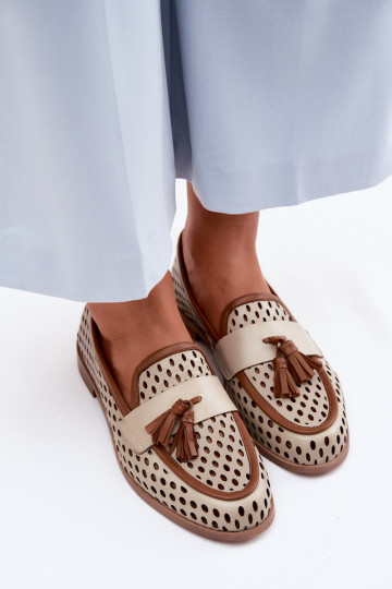 Āda Ažūrs apavi sieviešu mokasīni Tā irciejka HJ760-14 brūnas krāsas-smilšu krāsas