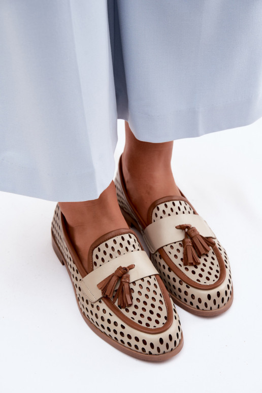 Āda Ažūrs apavi sieviešu mokasīni Tā irciejka HJ760-14 brūnas krāsas-smilšu krāsas