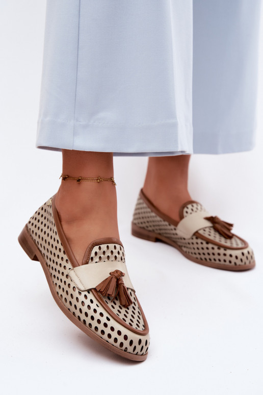 Āda Ažūrs apavi sieviešu mokasīni Tā irciejka HJ760-14 brūnas krāsas-smilšu krāsas