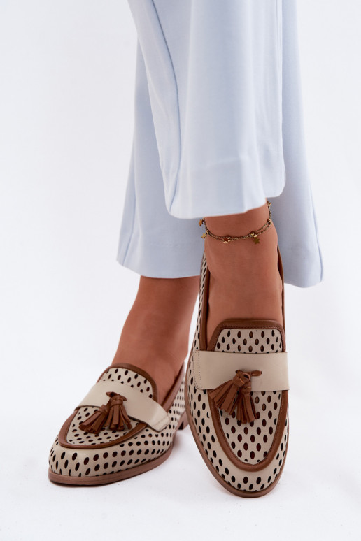 Āda Ažūrs apavi sieviešu mokasīni Tā irciejka HJ760-14 brūnas krāsas-smilšu krāsas
