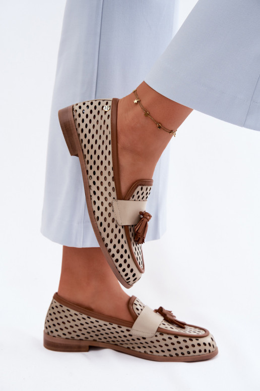 Āda Ažūrs apavi sieviešu mokasīni Tā irciejka HJ760-14 brūnas krāsas-smilšu krāsas