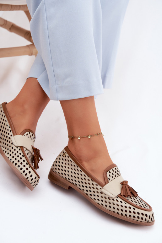 Āda Ažūrs apavi sieviešu mokasīni Tā irciejka HJ760-14 brūnas krāsas-smilšu krāsas