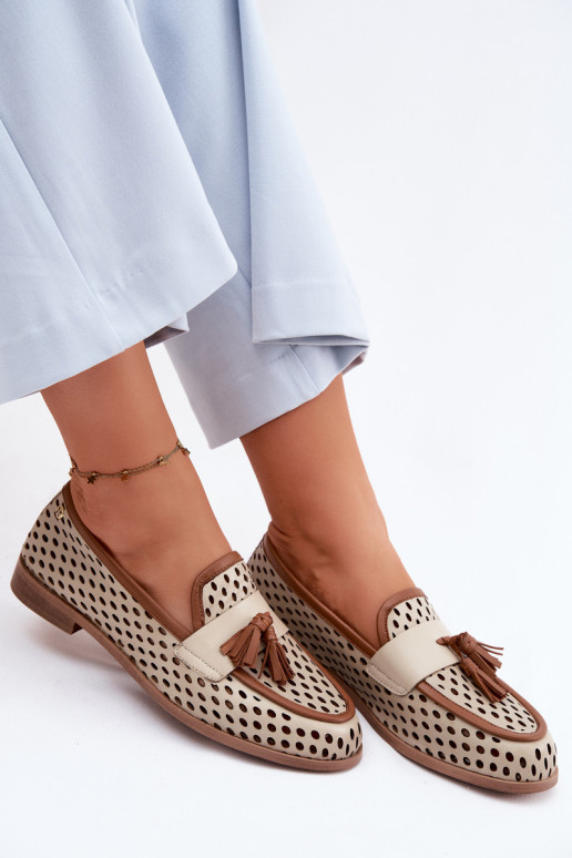 Āda Ažūrs apavi sieviešu mokasīni Tā irciejka HJ760-14 brūnas krāsas-smilšu krāsas