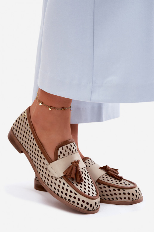 Āda Ažūrs apavi sieviešu mokasīni Tā irciejka HJ760-14 brūnas krāsas-smilšu krāsas