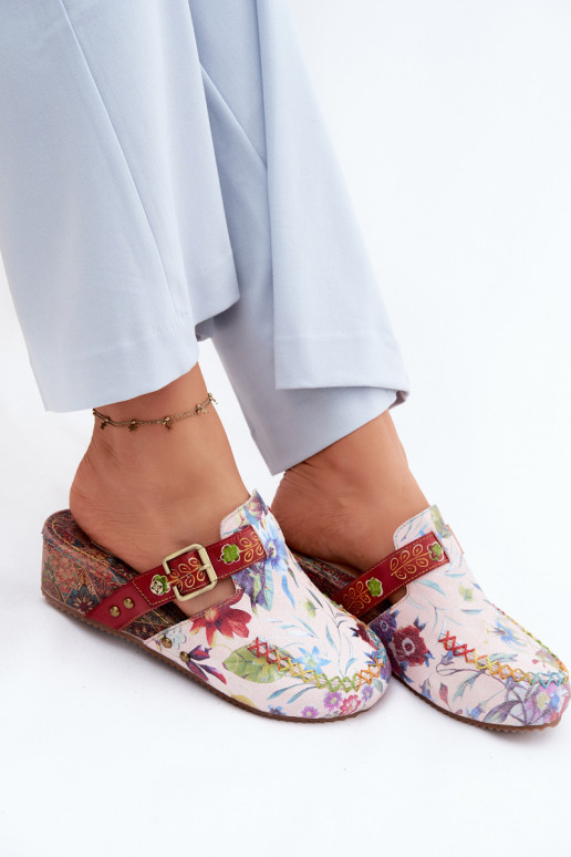 Čibas no dabīgas ādas Mule Sieviešu ar platformu ar puķītēm Tā irciejka K7409-15 Dažādu krāsu