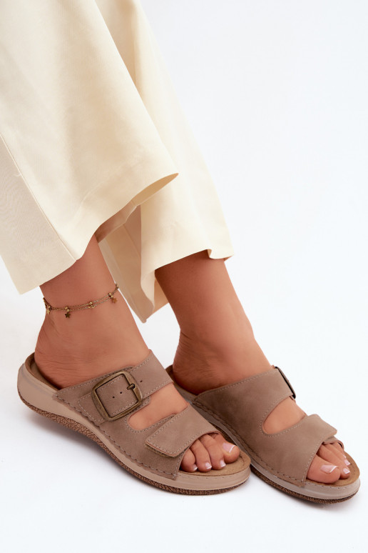 sieviešu čības ar sprādzēm I ar lipīgām aizdarēmem INBLU LL000006 brūnas krāsas