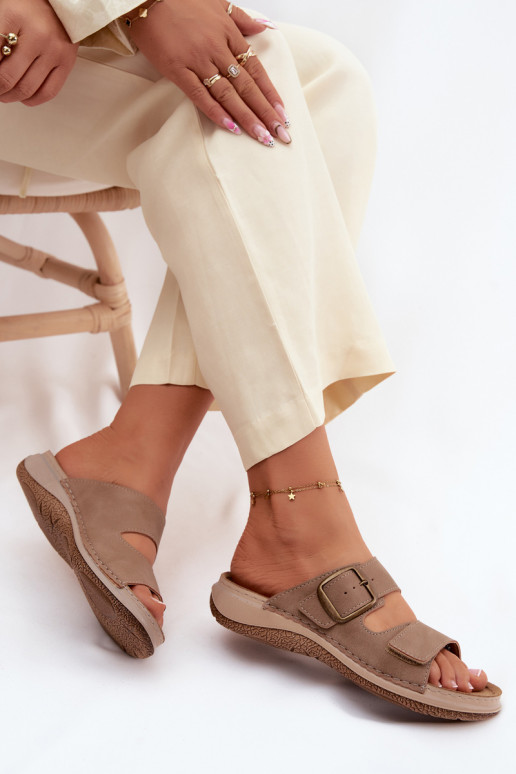 sieviešu čības ar sprādzēm I ar lipīgām aizdarēmem INBLU LL000006 brūnas krāsas