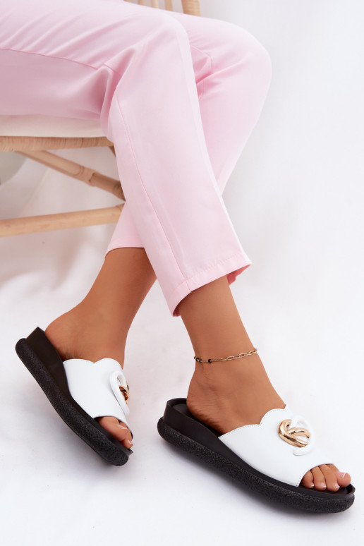 Čibas no dabīgas ādas Ar greznu Detalem S.Barski KV61-6046 baltas krāsas