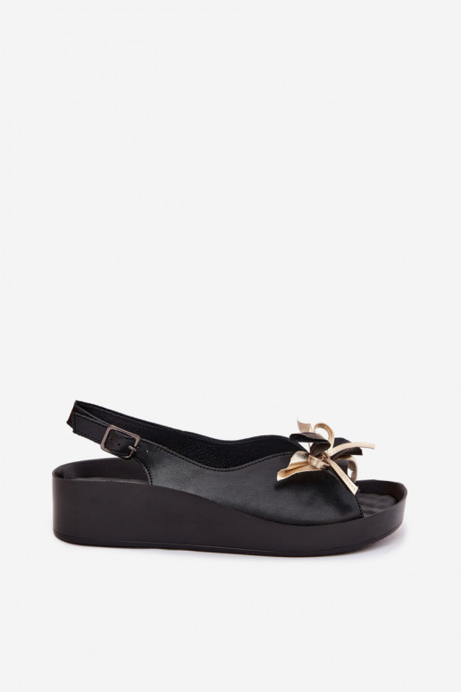 Sieviešu sandales ar ornamentiem S.Barski KV61-6045 melnā krāsā