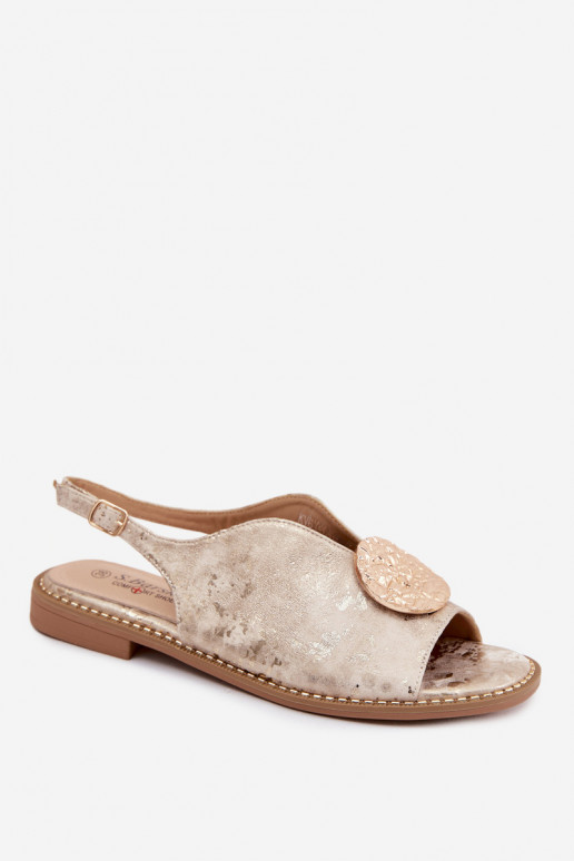 Sieviešu basenes ar platiem papēžiem ar ornamentiem S.Barski KV61-6035 Zelta krāsas