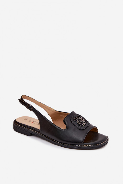 Sieviešu basenes ar platiem papēžiem ar ornamentiem S.Barski KV61-6016 melnas krāsas