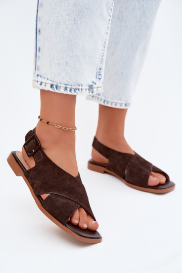 Āda Zamšādas basenes ar platiem papēžiem D&A JC61-1001 CzekoladoIne 2