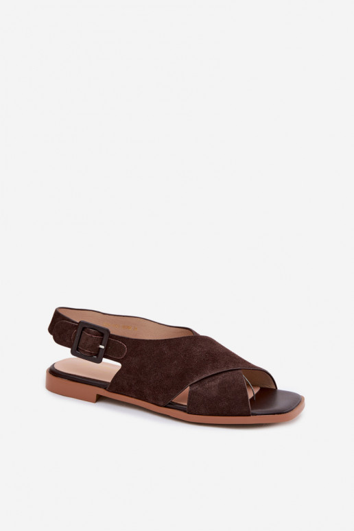 Āda Zamšādas basenes ar platiem papēžiem D&A JC61-1001 CzekoladoIne