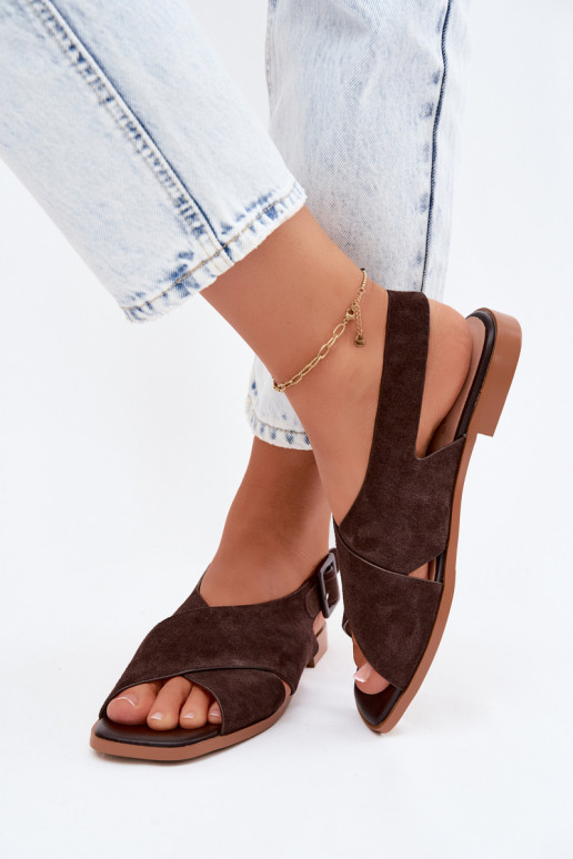 Āda Zamšādas basenes ar platiem papēžiem D&A JC61-1001 CzekoladoIne