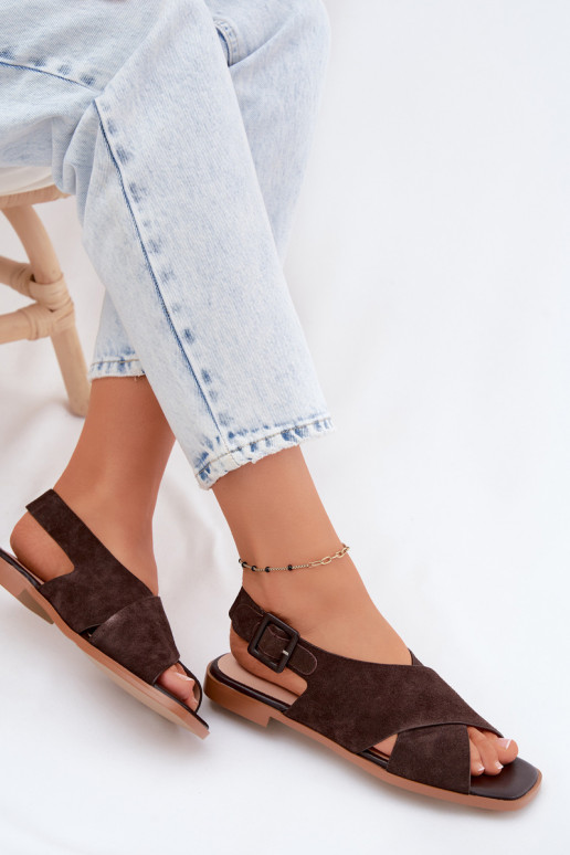 Āda Zamšādas basenes ar platiem papēžiem D&A JC61-1001 CzekoladoIne