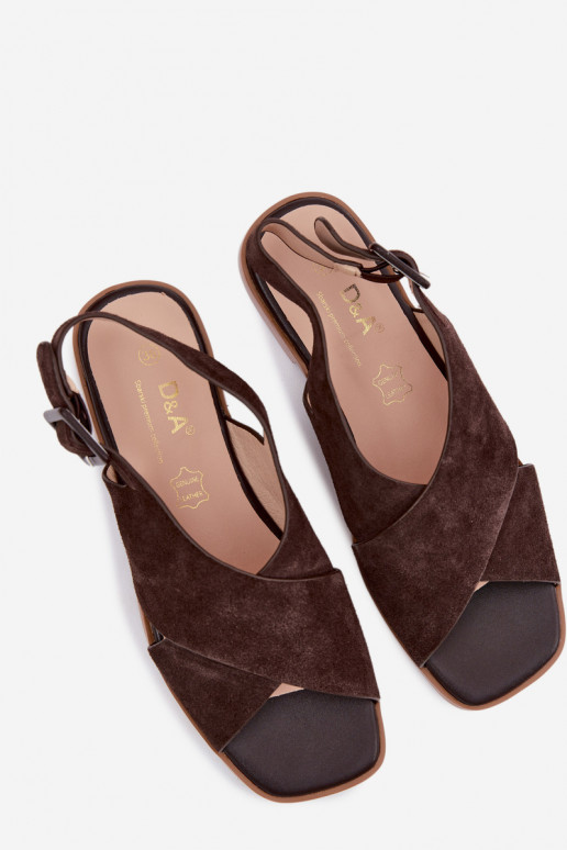 Āda Zamšādas basenes ar platiem papēžiem D&A JC61-1001 CzekoladoIne