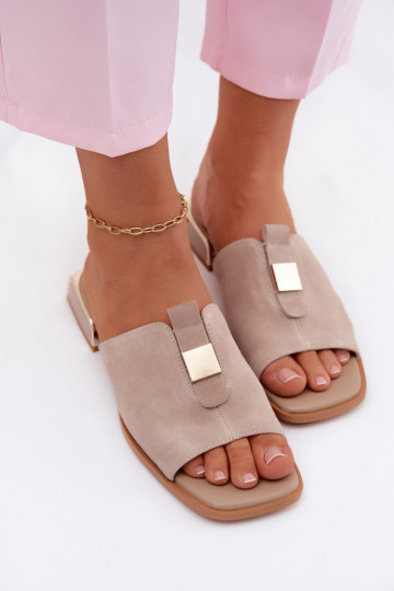 Eleganta stila sieviešu čības no dabīgas ādasoIna D&A JC61-1002 smilšu krāsas