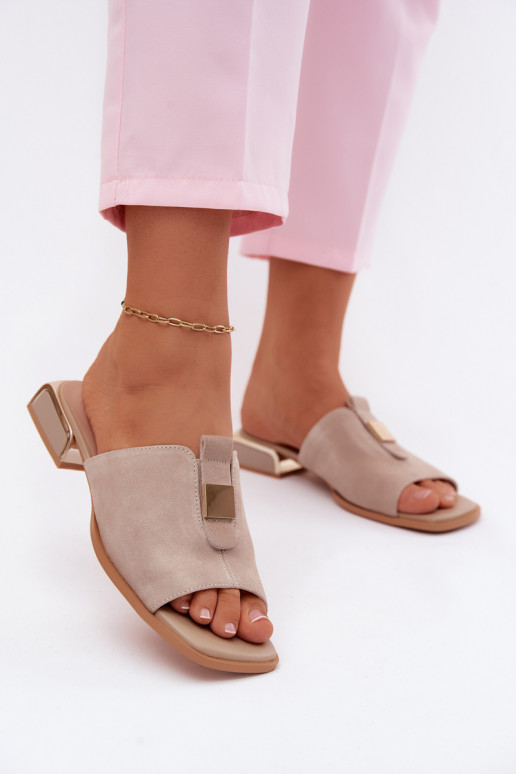 Eleganta stila sieviešu čības no dabīgas ādasoIna D&A JC61-1002 smilšu krāsas