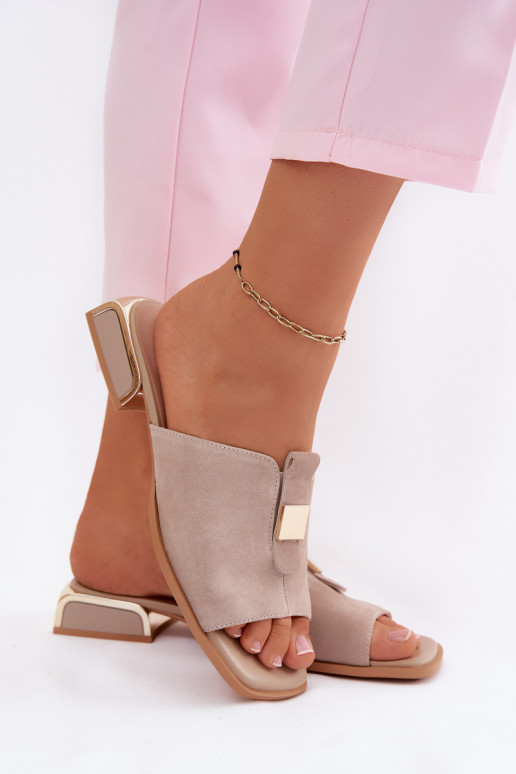 Eleganta stila sieviešu čības no dabīgas ādasoIna D&A JC61-1002 smilšu krāsas