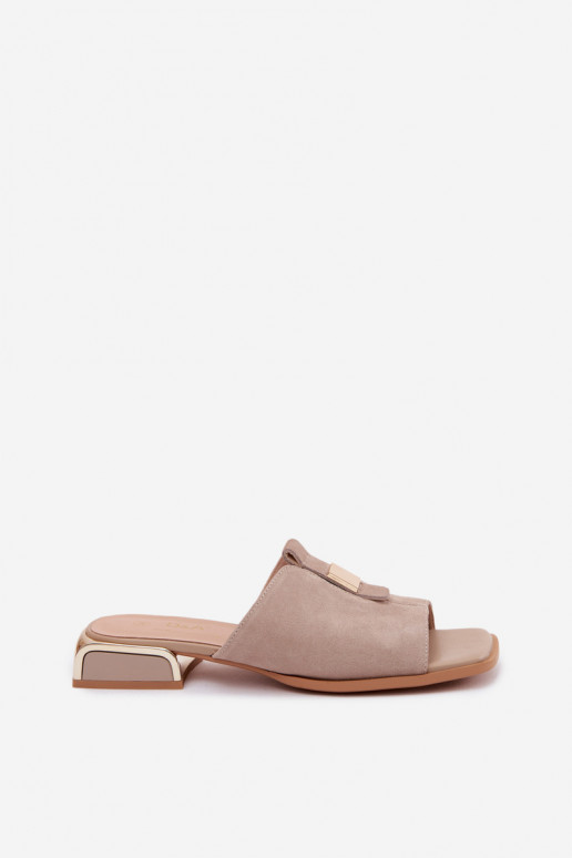 Eleganta stila sieviešu čības no dabīgas ādasoIna D&A JC61-1002 smilšu krāsas