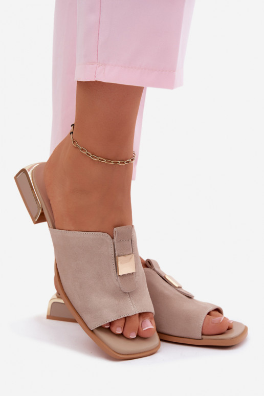 Eleganta stila sieviešu čības no dabīgas ādasoIna D&A JC61-1002 smilšu krāsas