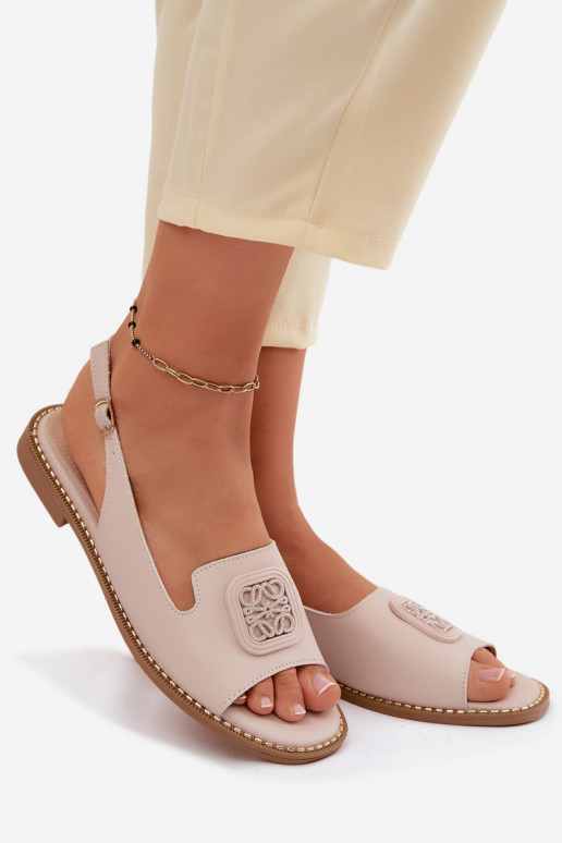 Sieviešu basenes Sieviešu ar platiem papēžiem ar ornamentiem S.Barski KV61-6018 Nude