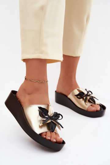 Čibas no dabīgas ādas Sieviešu ar ornamentiem S.Barski KV61-6044 Zelta krāsas 2