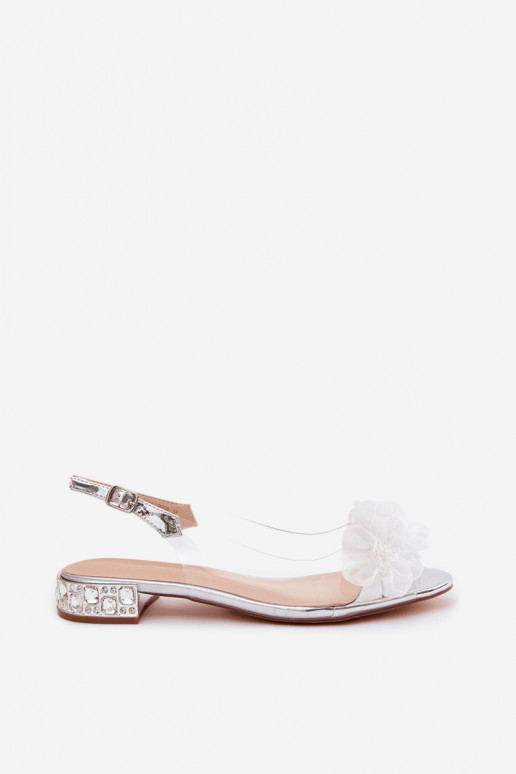 Caurspīdīgas sandales ar mirdzošiem spīdumiem I SiateczkoInymi Ziedsami D&A MR61-9006 Sudraba krāsas