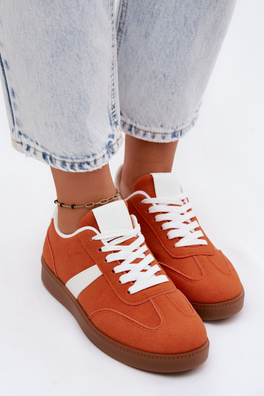 Sneakeri ar mākslīgās zamšas imitāciju oranžā krāsā Calira