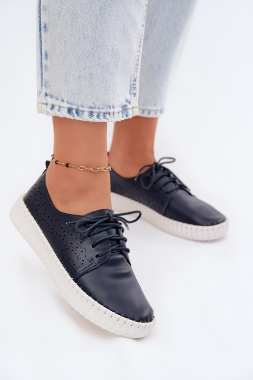 Ažūrs apavi Sieviešu šņorējami tumši zilas krāsas Pearla