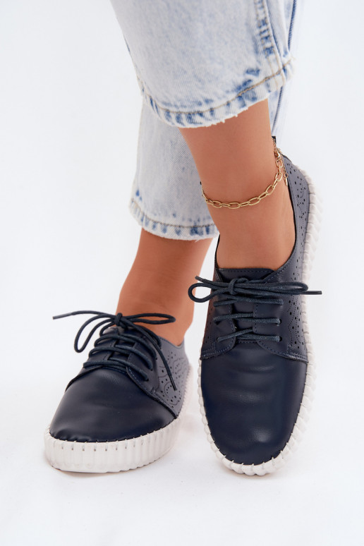 Ažūrs apavi Sieviešu šņorējami tumši zilas krāsas Pearla