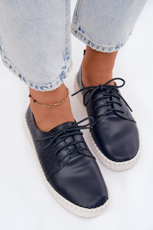 Ažūrs apavi Sieviešu šņorējami tumši zilas krāsas Pearla