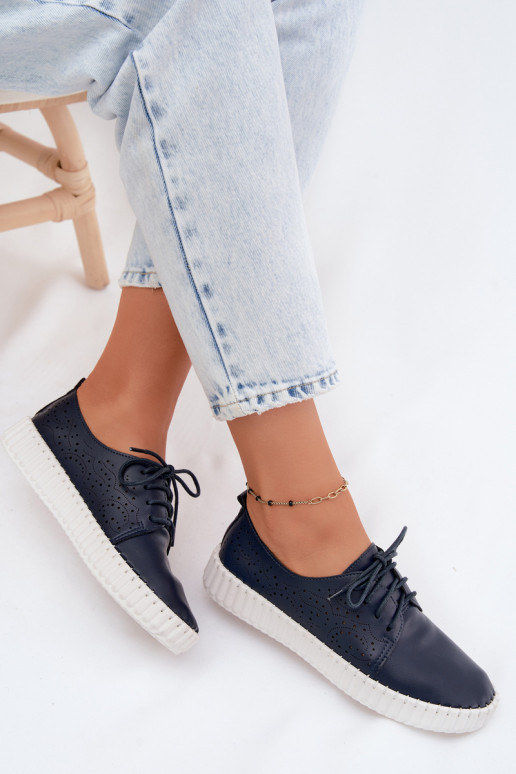 Ažūrs apavi Sieviešu šņorējami tumši zilas krāsas Pearla