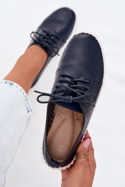 Ažūrs apavi Sieviešu šņorējami tumši zilas krāsas Pearla