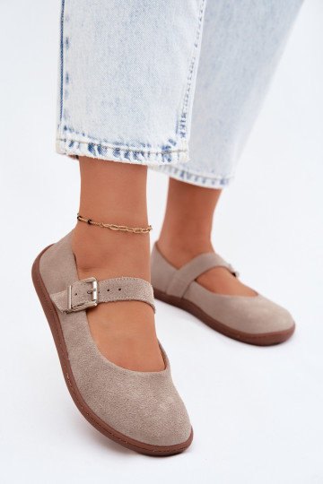 Balerīnas BarefootIeslēgtsturalnego zamšādasu Zazoo 316 Cappuccino